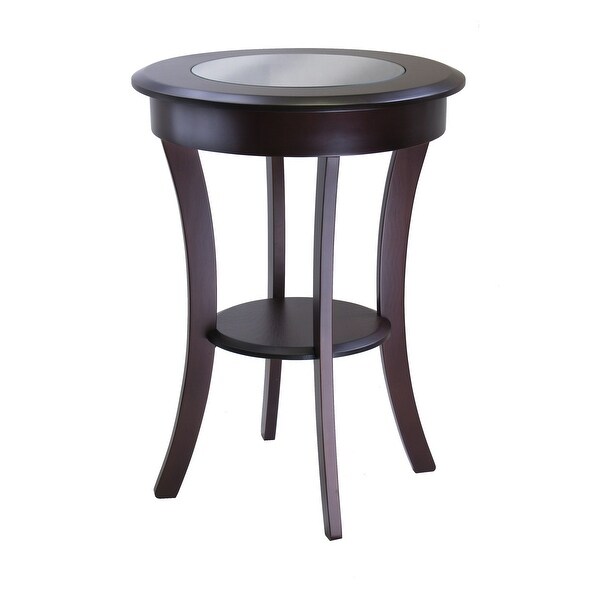 Round Accent Table， Entryway Table Side Table W/ Glass and Curved Legs