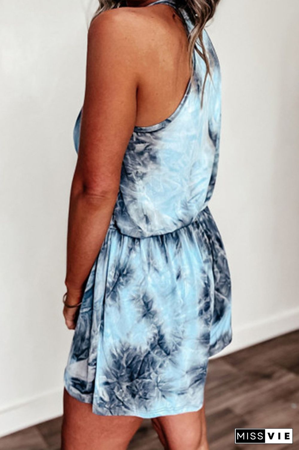 Halter Tie Dye Wrap Sleeveless Romper