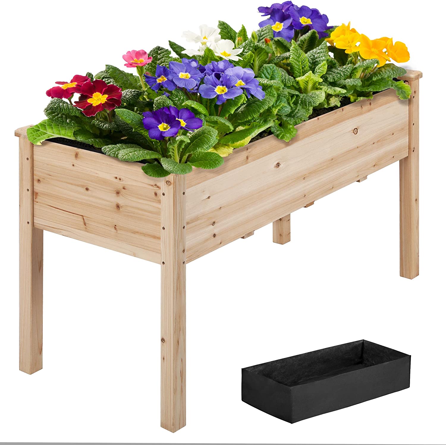 Raised Garden Bed 48x24x30in Elevated Wooden Planter Box with Legs Standing Growing Bed for Gardening/Backyard/Patio/Balcony