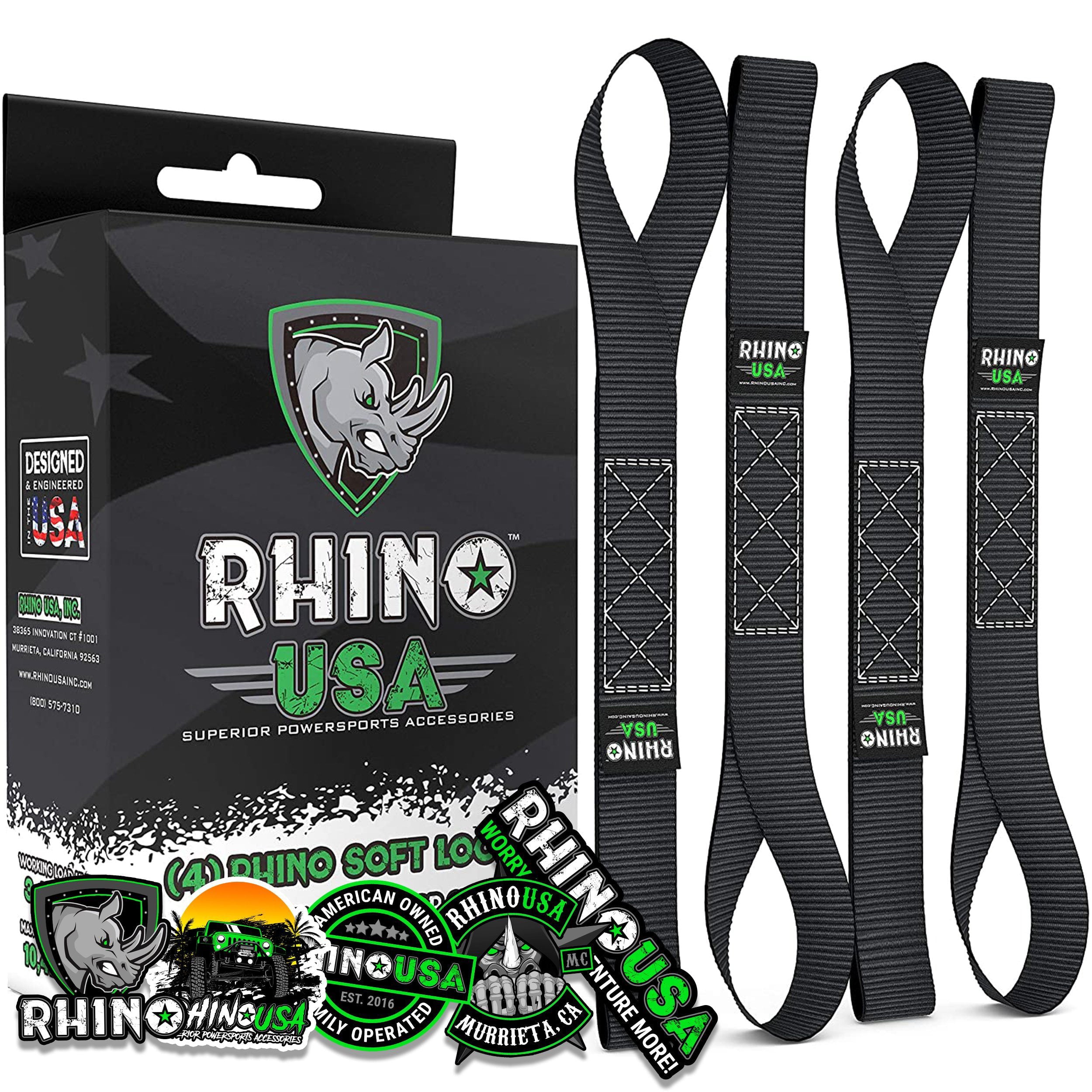 Rhino USA 1.7" x 17" Soft Loop Tie-Down Straps (4-Pack)