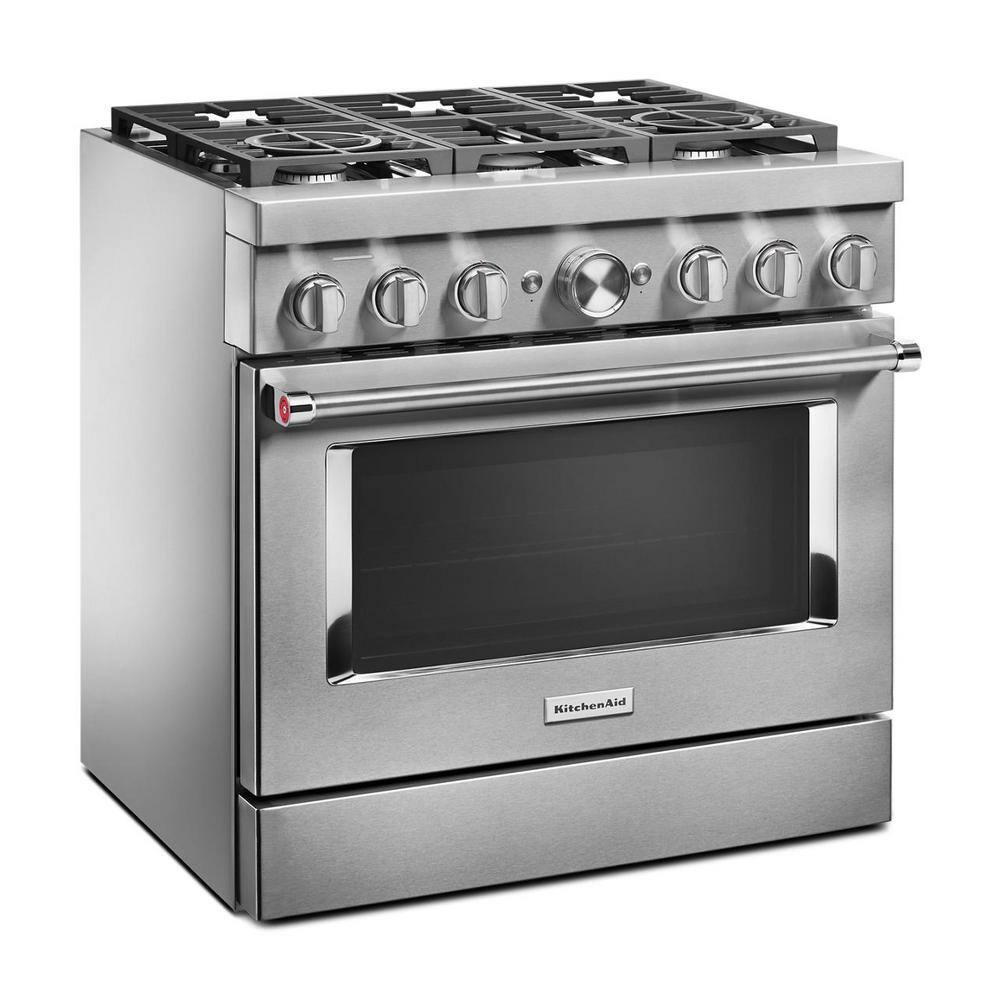 KitchenAid 36 in. 5.1 cu. ft. Smart Dual Fuel Range with True Convection and Self- Cleaning in Stainless Steel KFDC506JSS