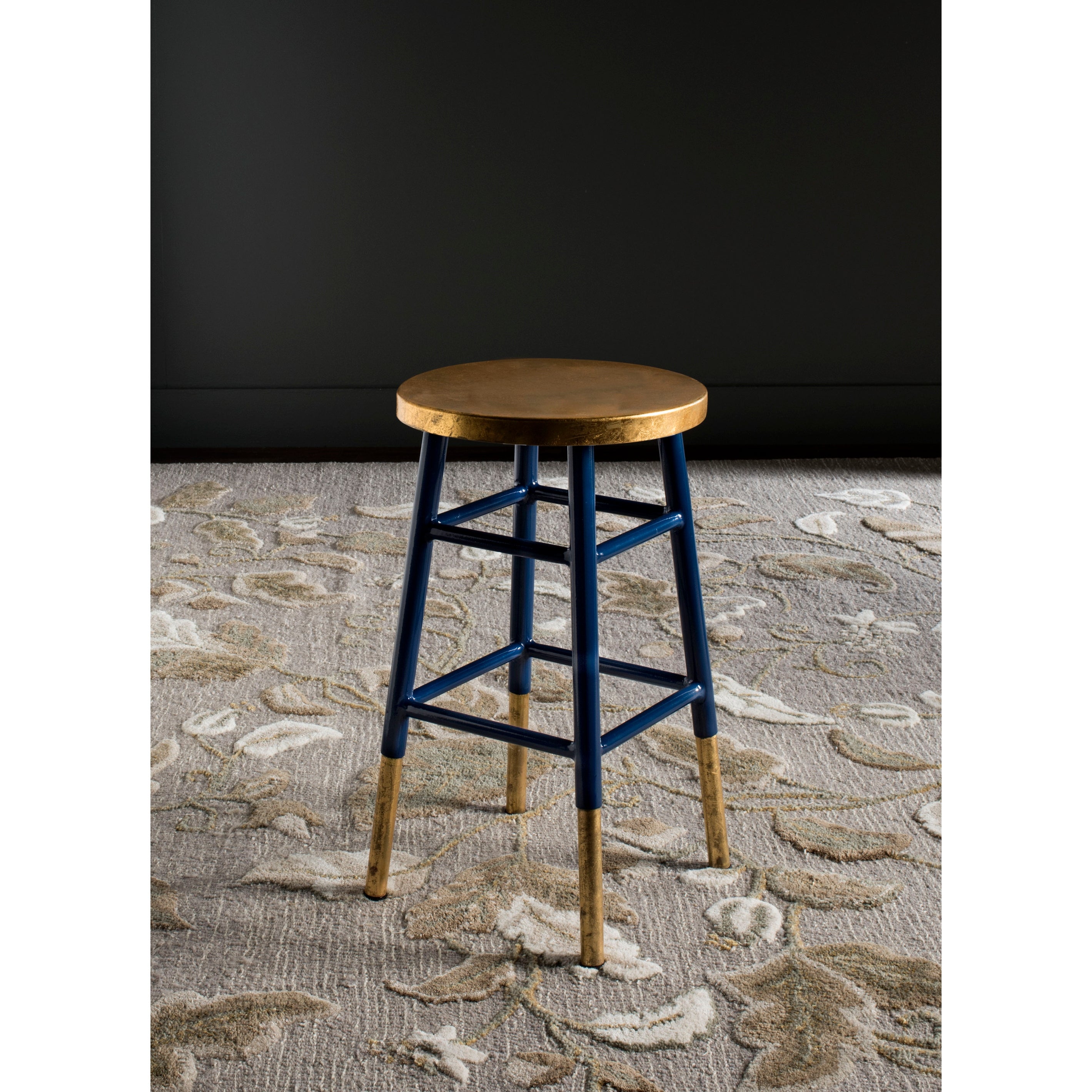 SAFAVIEH 24-inch Emery Navy/ Gold Counter Stool - 13.5