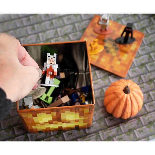 Ukonic Minecraft Jack O x27 lantern Tin Storage Box Cube Organizer With Lid 4 Inches