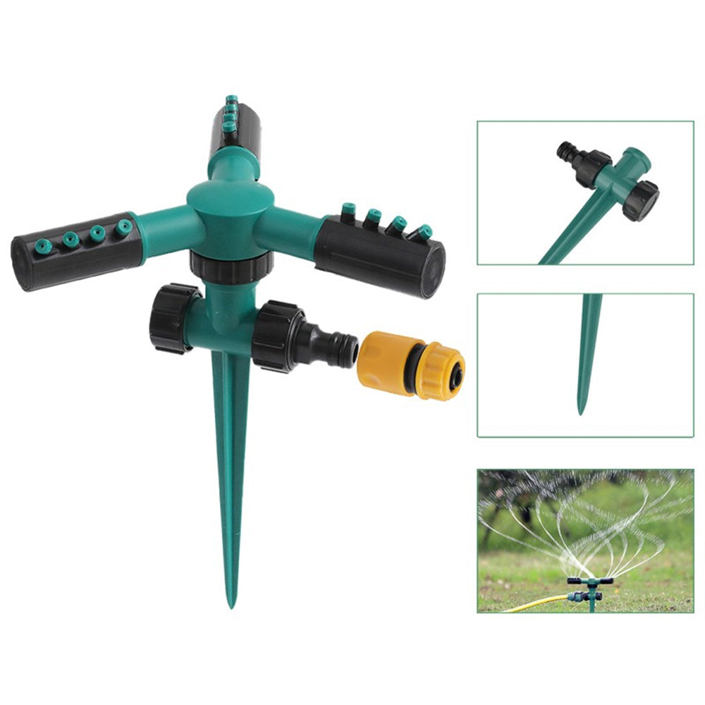 360°Rotating Garden Sprinkler with Adjustable Nozzle- Leak-Free Lawn Sprinkler Easy Hose Connection Spike Base Gardening Watering System