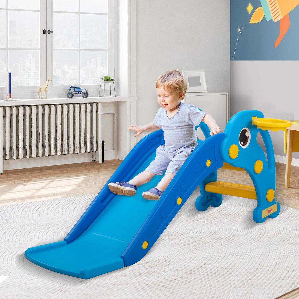 Nyeekoy Toddler Slide Playset Kid's Freestanding Climbing Sliding Fun Toy in Sky Blue TH17Y0840