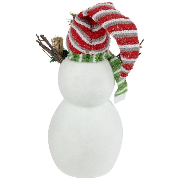 Glittered Snowman with Broom Christmas Figure