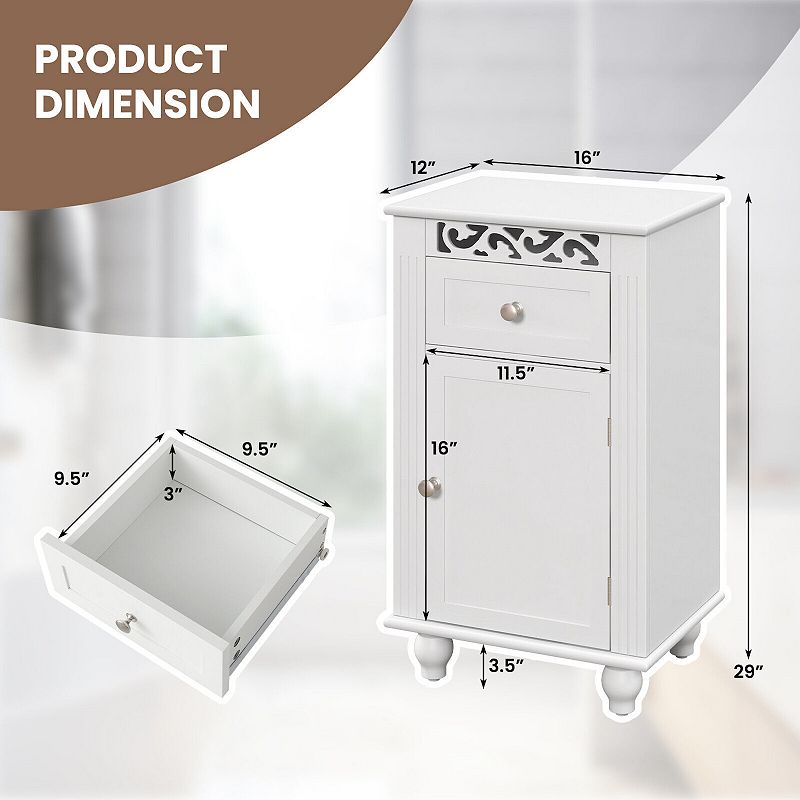 Bathroom Floor Storage Cabinet Organizer with Drawer