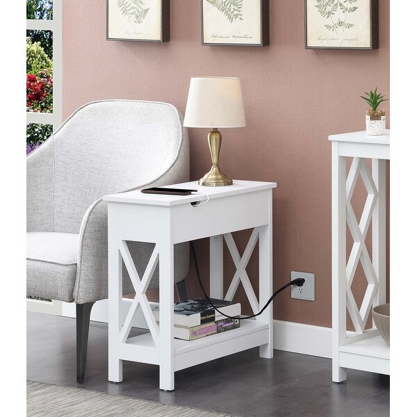 Copper Grove Cranesbill Flip Top End Table with Charging Station