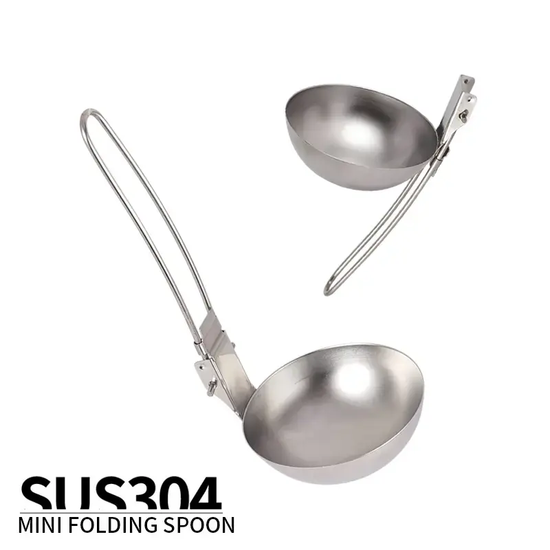 Outdoor Picnic Hiking Camping 304 Stainless Steel Soup Ladle Ultralight Foldable Portable Spoon