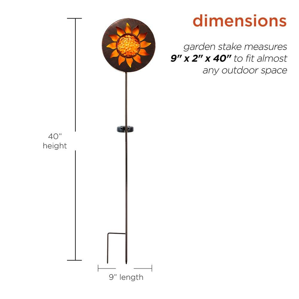 Alpine Corporation 40 in. Tall Outdoor Solar Powered Garden Stake Sunflower Design with LED Lights ZEN280TM