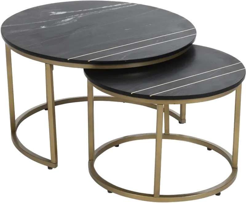 Kayla Black Marble Round Nesting Tables， Set of 2