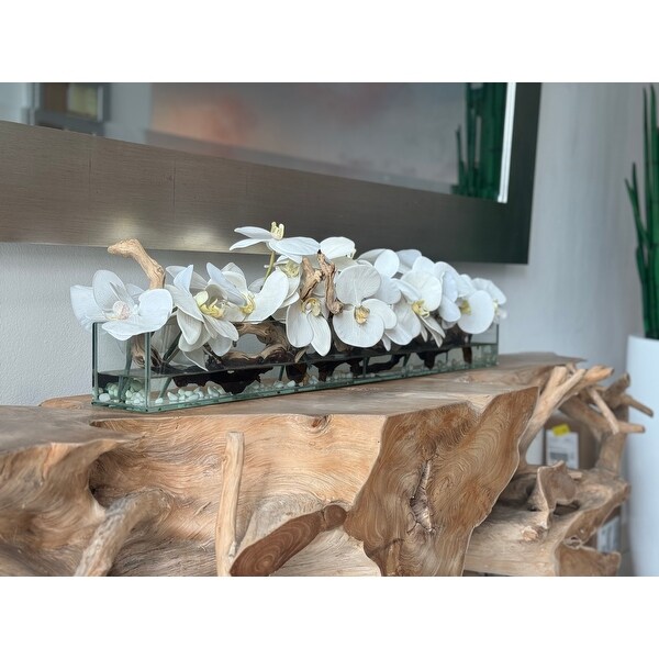 Casa Moderna Glass Plate Planter with Faux Orchids