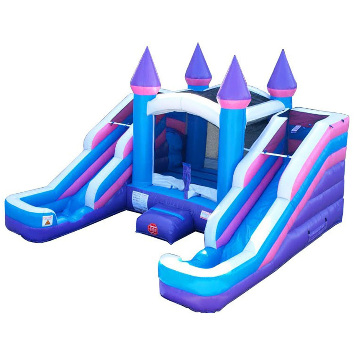 Pogo Bounce House Crossover Double Water Slide Bounce House Combo, Pink, No Blower