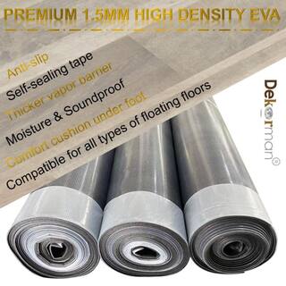 Dekorman Premium 300 sq. ft. 43x in. W x 84x ft. L x 1.5mm T High Density Acoustical Underlayment for Vinyl Flooring DKMHD300