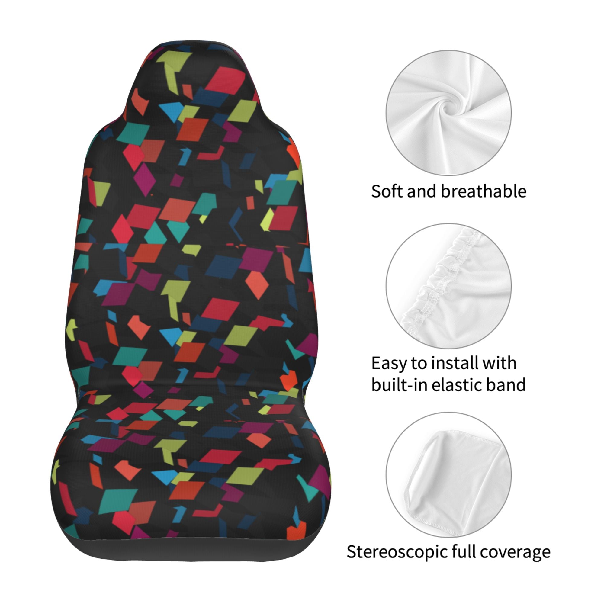 ZICANCN Car Seat Cover Abstract 3d Cube Car Front Seat Covers Protectors ， Automotive Seat Covers for Cars Trucks Suv