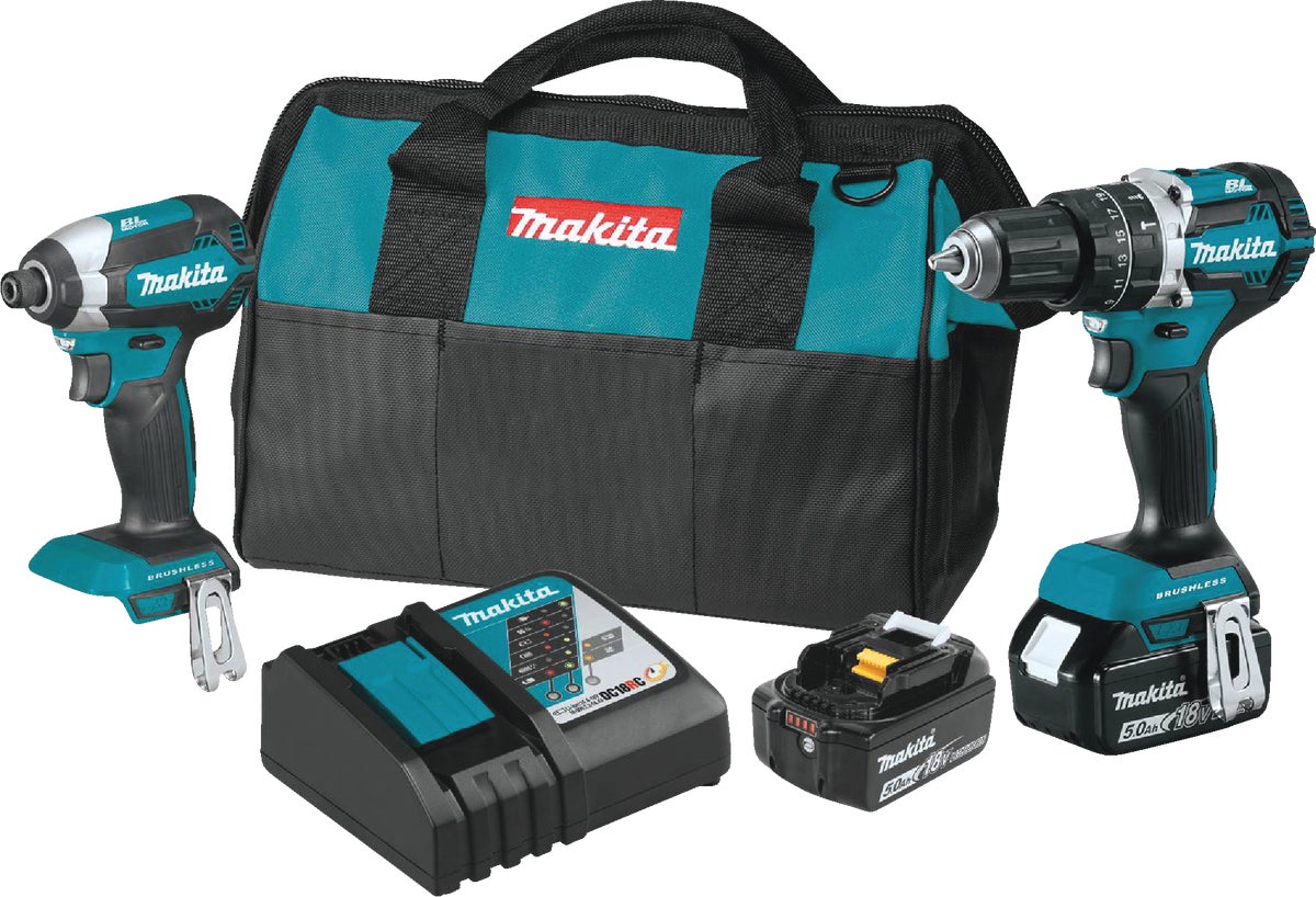 Makita 2-Tool Compact Hammer Drill Driveramp Impact Driver Cordless Tool Combo Kit