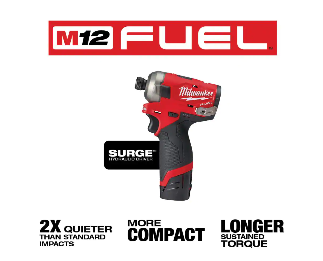 Milwaukee 2551-22-2420-20 M12 FUEL SURGE 12V Lithium-Ion Brushless Cordless 1/4 in. Hex Impact Driver Kit W/ M12 HACKZALL