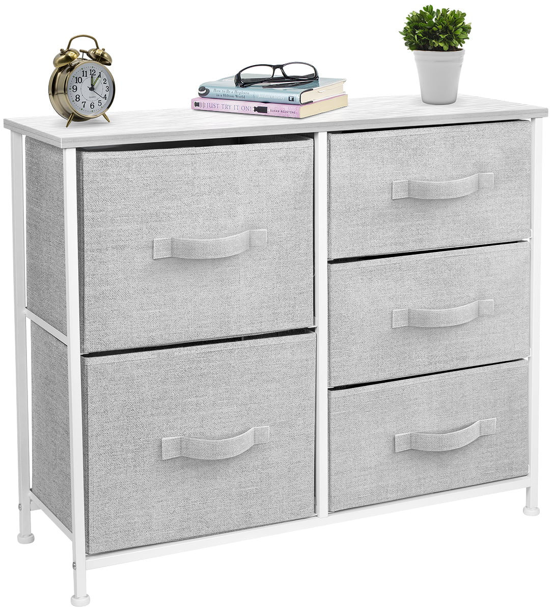 5 Drawers Chest Dresser - White