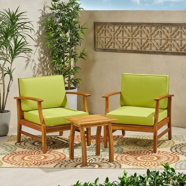 Perla Outdoor Acacia Cushioned 3piece Chat Set by Christopher Knight Home