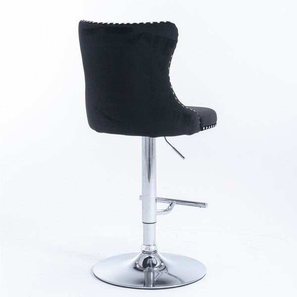 Swivel Velvet Barstools Adjusatble Seat Height from 25-33 Inch， Modern Upholstered Bar Stools (Set of 2) with Backs