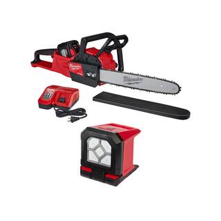 MW M18 FUEL 16 in. 18-Volt Lithium-Ion Brushless Electric Battery Chainsaw Kit  LED Flood Light Combo Kit(2-Tool) 2727-21HD-2365-20