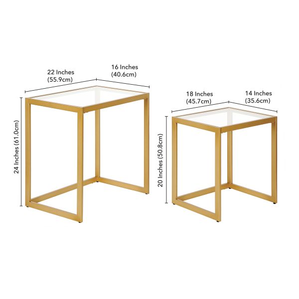 Rocco Rectangular Nested Side Table in Brass