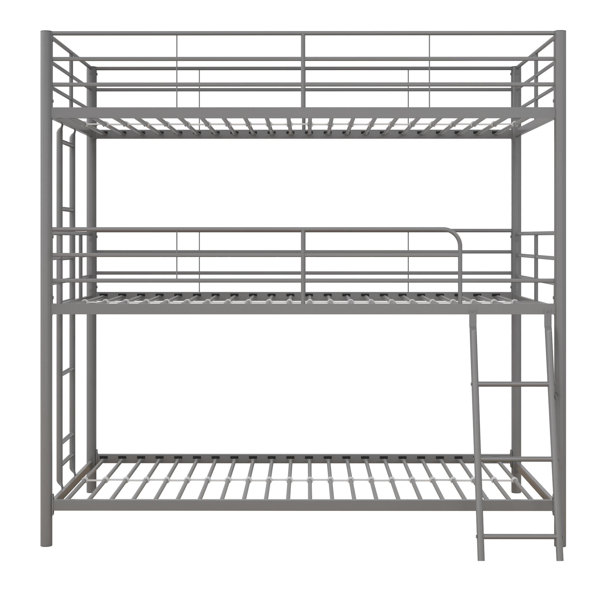 DHP Everleigh Triple Metal Bunk Bed, Twin/Twin/Twin, Bed for Kids, Silver