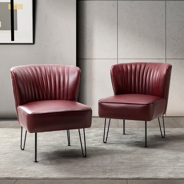 Donia Modern Faux Leather Side Chair with Metal Legs Set of 2 by HULALA HOME