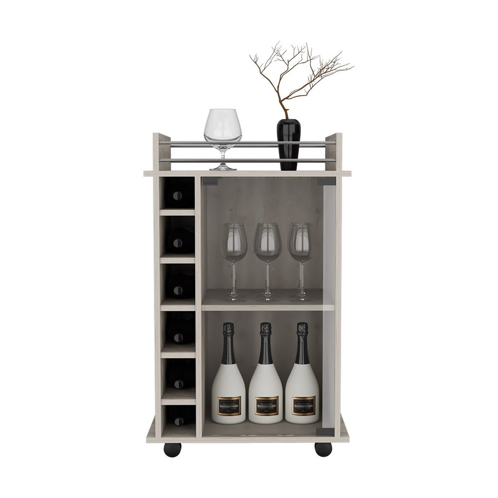 Bar Cart Baltimore With Six Wine Cubbies And Glass Door