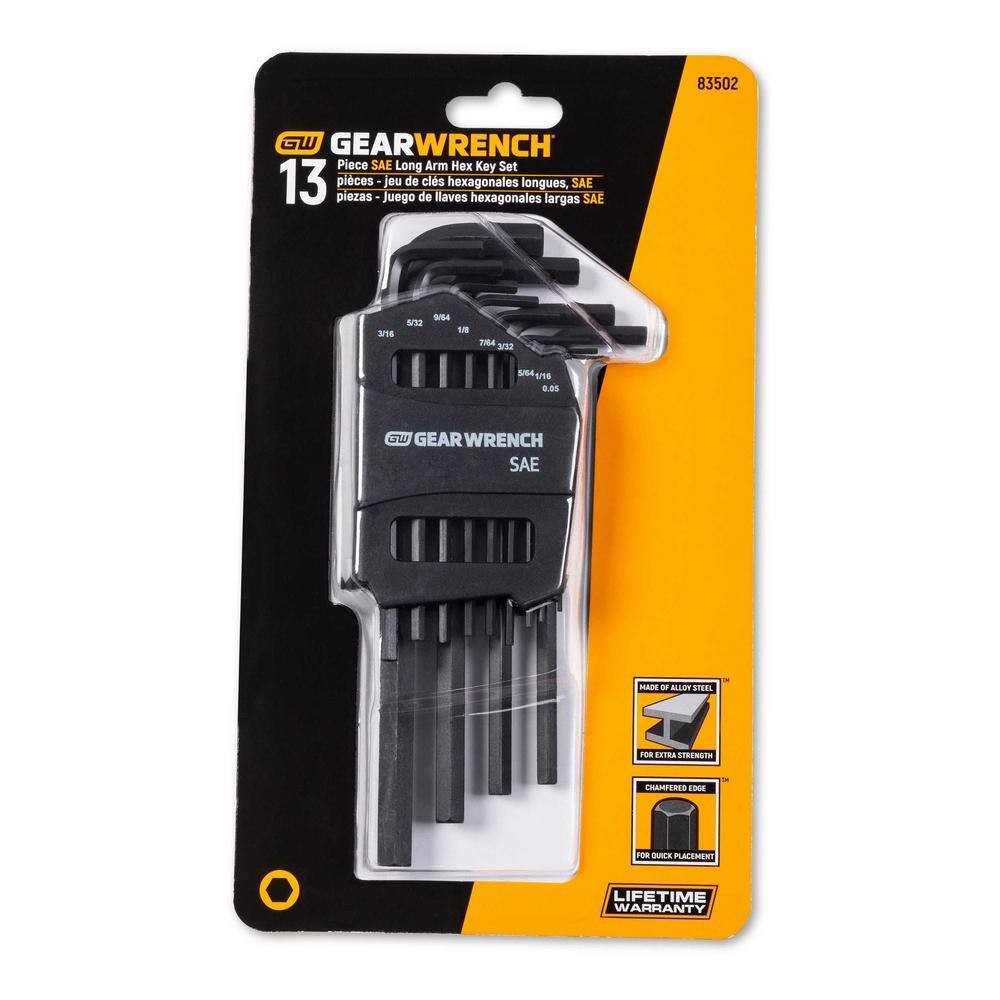 GEARWRENCH SAE Long Arm Hex Key Set with Caddy (13-Piece) 83502