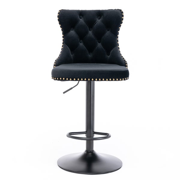 Swivel Velvet Barstools Adjusatble Seat Height from 25-33 Inch Upholstered Bar Stools with Backs