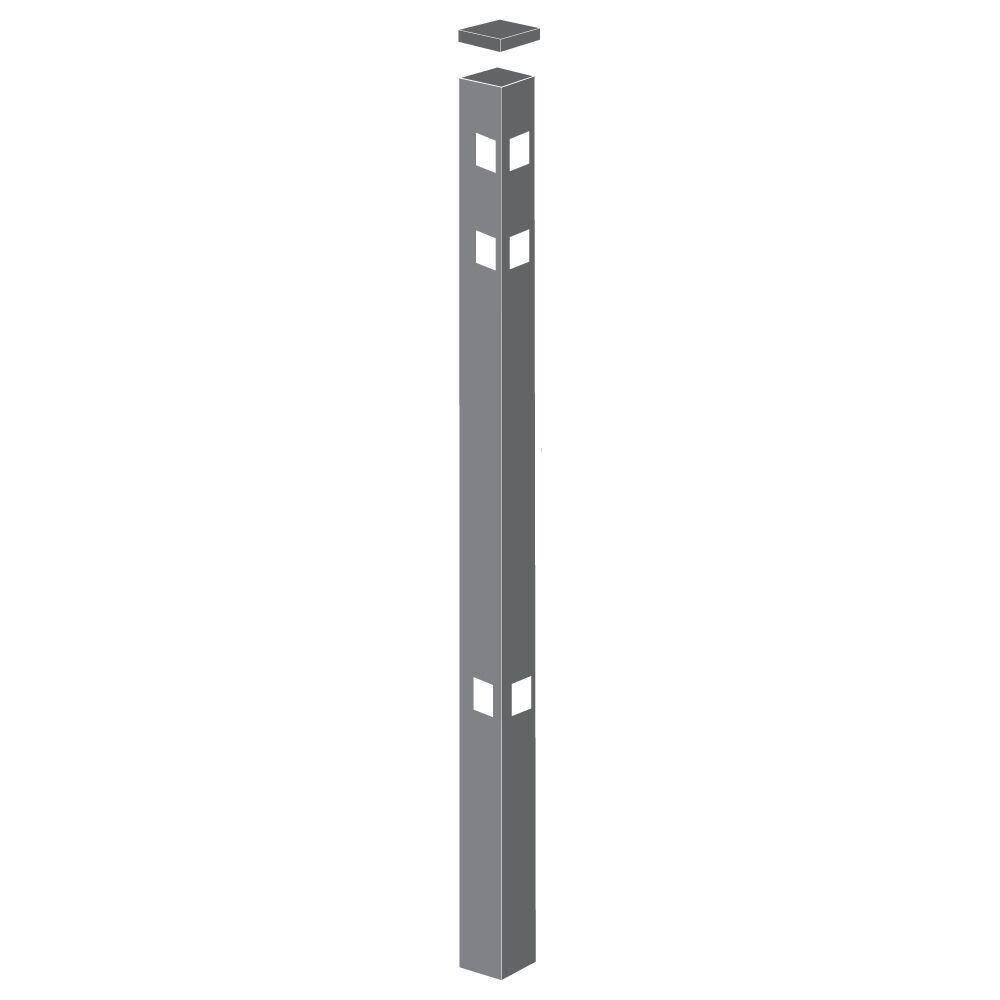 Barrette Outdoor Living Natural Reflections Standard-Duty 2 in. x 2 in. x 6-78 ft. Pewter Aluminum Fence Corner Post 73008715