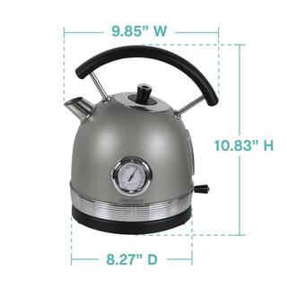 West Bend Retro-Style Electric Kettle 1.7 Liter Capacity 1500 W In Gray KTWBRTGR13