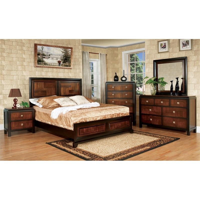 Furniture of America Delia Transitional Wood 5-Drawer Chest in Walnut