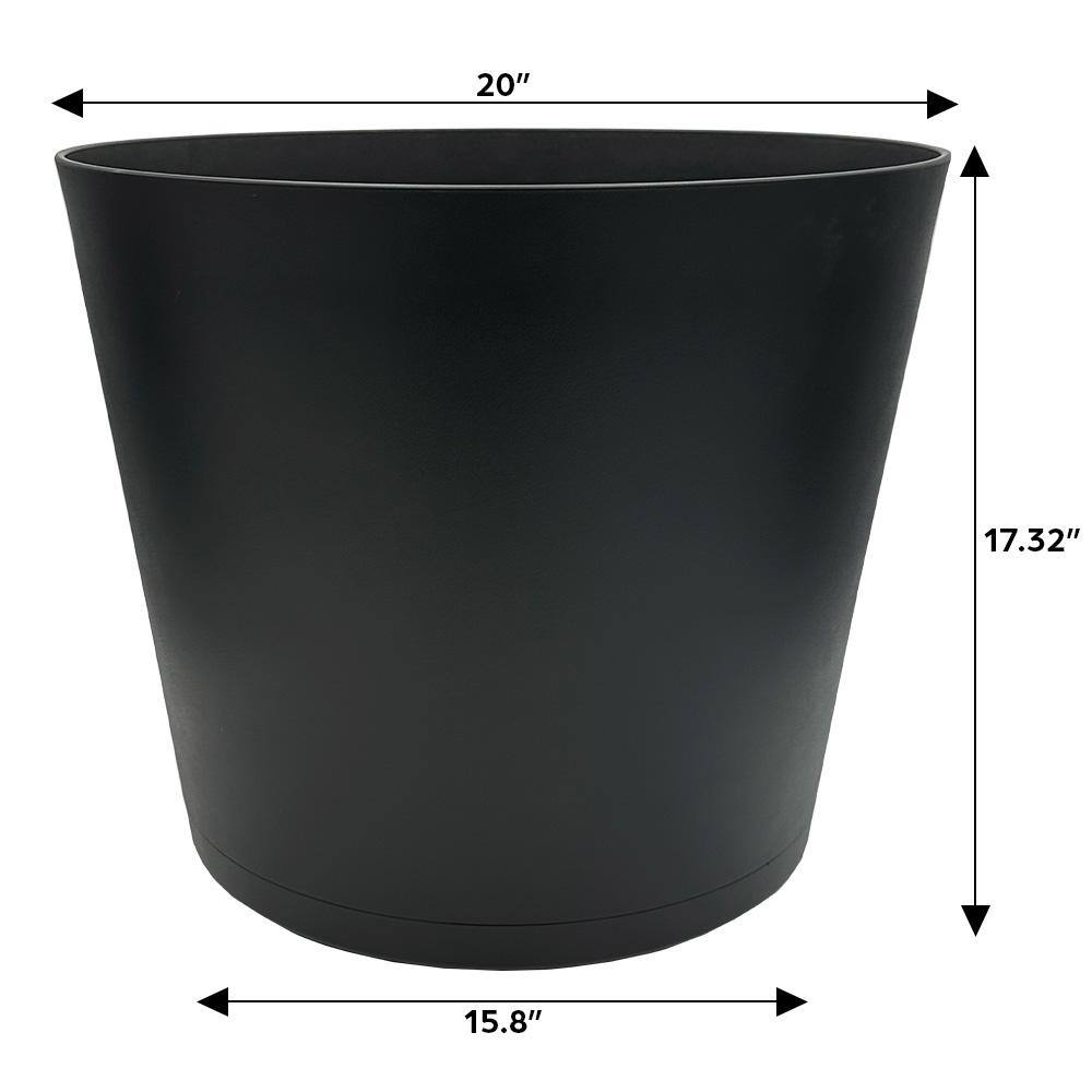 Vigoro 20 in. Kyra Large Black Resin Planter (20 in. D x 17.3 in. H) with Attached Saucer HD1452-001P