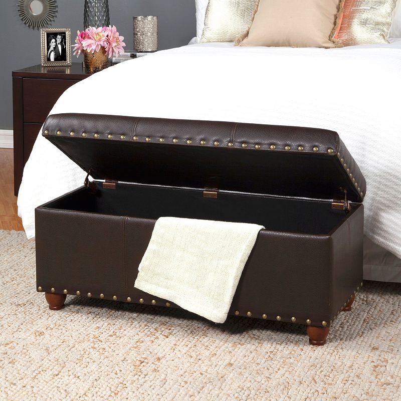 HomePop Nailhead Faux Leather Storage Ottoman