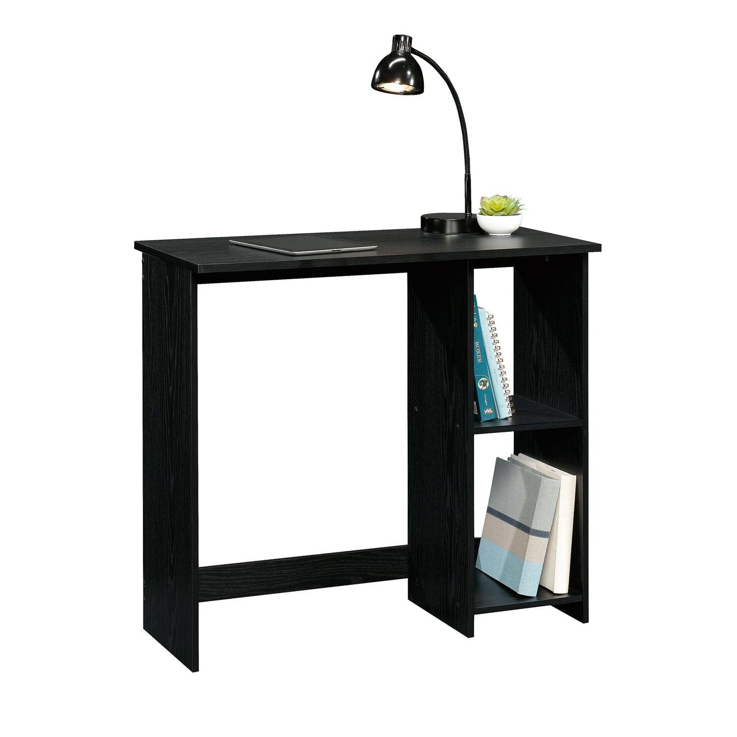 Mainstays Small Space Writing Desk with 2 Shelves True Black Oak Finish  Crowdfused