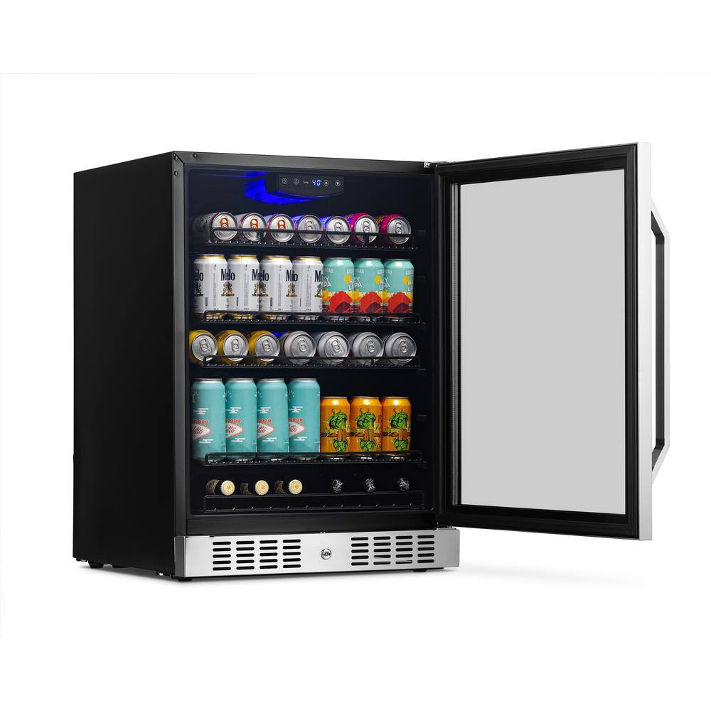 NewAir 24 in. 177 Can Capacity Built-in or Freestanding Beverage Refrigerator and Cooler NBC177SS00