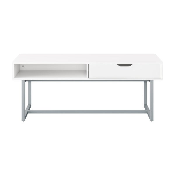 Auston Single Drawer Coffee Table with Silver Metal Legs