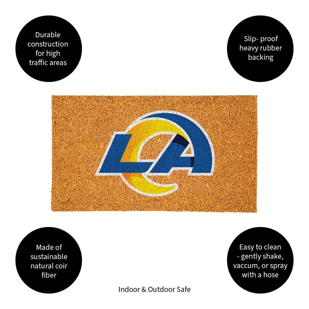 Evergreennfllos Angeles Rams Logo Natural Coir 28 X 16 Inches Indoor Outdoor Doormat