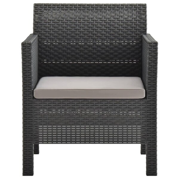 3 Piece Patio Lounge Set with Cushions PP Rattan Anthracite - Overstock - 36363413