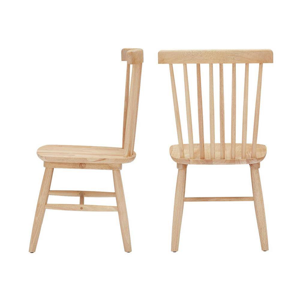 StyleWell Windsor Unfinished Natural Pine Wood Dining Chairs (Set of 2) C-08