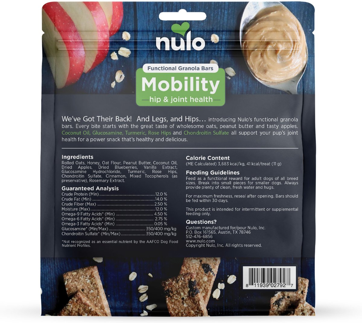 Nulo Functional Granola Mobility Dog Treats， 10-oz bag