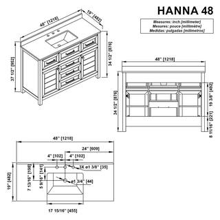 Home Decorators Collection Hanna 48 in. W x 19 in. D x 34.50 in. H Freestanding Bath Vanity in Spruce Blue with White Engineered Stone Top Hanna 48SB