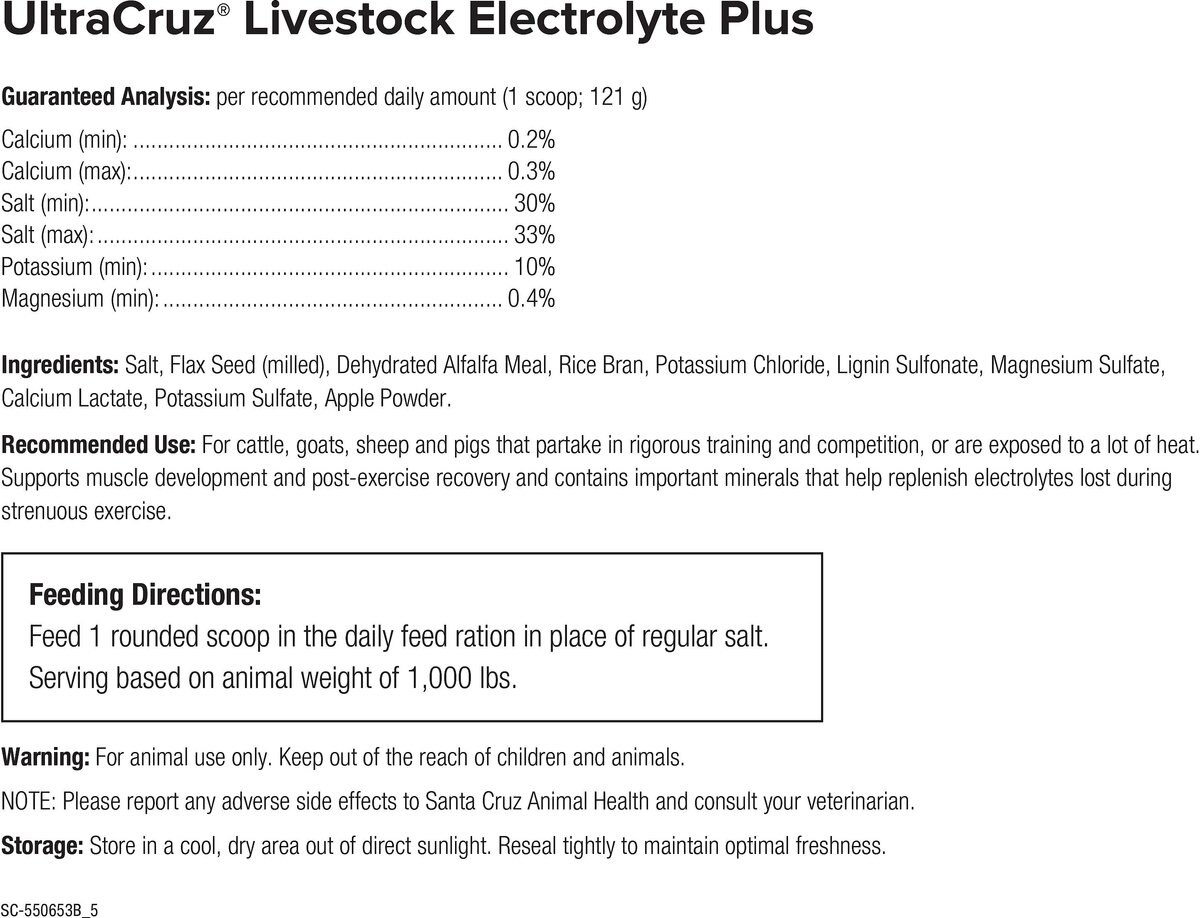 UltraCruz Electrolyte Plus Livestock Supplement， 5-lb bag