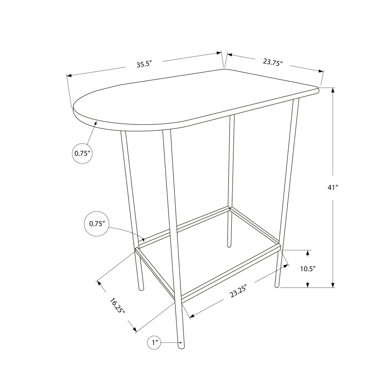 Home Bar， Bar Table， Bar Height， Pub， 36 Rectangular， Small， Kitchen， Metal， Laminate， Black， Grey， Contemporary， Modern