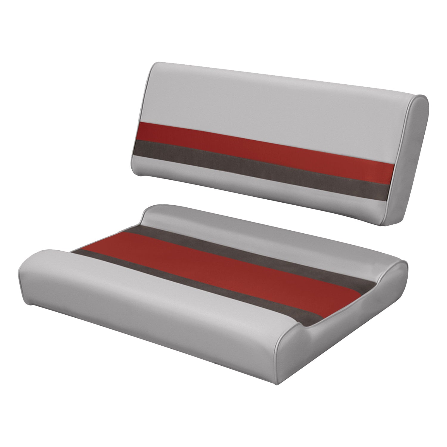 Wise 8WD125FF-1012 Deluxe Series Pontoon Flip Flop Bench Seat and Backrest Cushion Set， Grey/Red/Charcoal