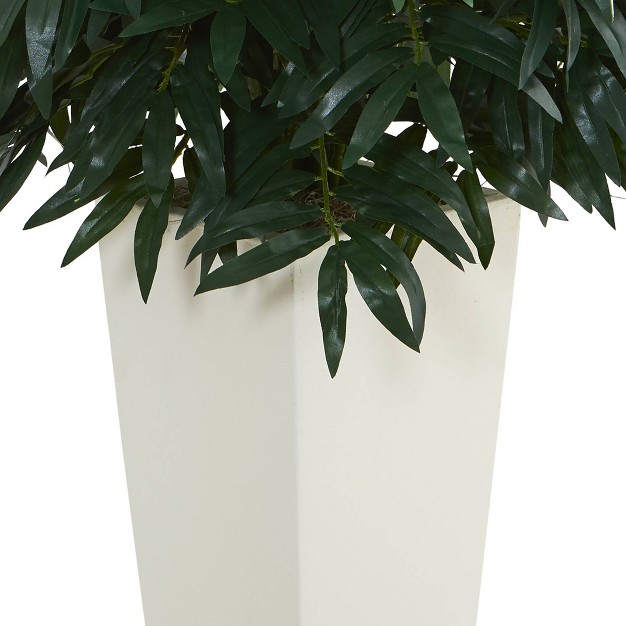 X 22 Artificial Double Bamboo Palm In White Tower Vase - Nearly Natural