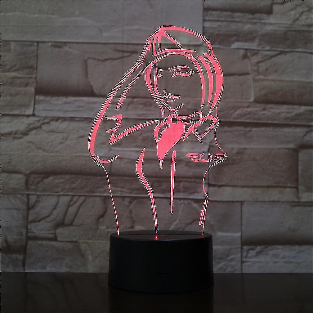 Female Soldier Salute 3d Led Night Light Kids Bedroom Table Lamp