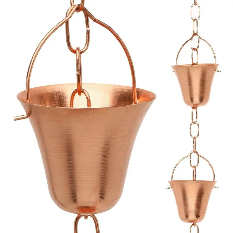 Copper Metal Hammered Bell Design Rain chain Garden suppliers for Home Outdoor Indoor decoration